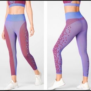 Fabletics Seamless Stars and Stripes Blue and Red 7/8 Leggings